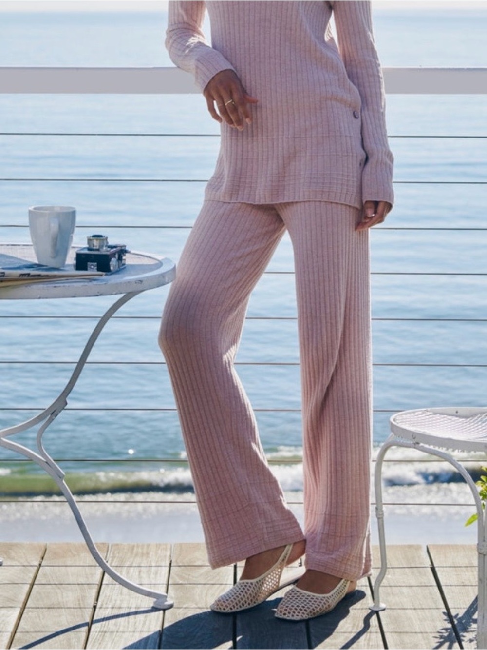 Barefoot Dreams Textured Hem Rib Pants Teaberry Cozy Chic Ultra Lite - Picture 1 of 13